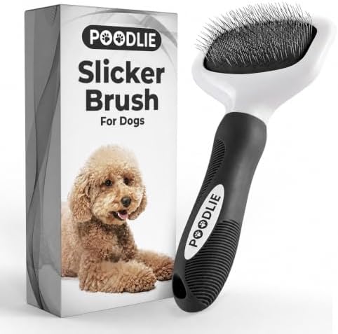 Poodle Pet Slicker Brush - For Dogs, Cats, and Rabbits - Removes Matted Fur, Knots, and Loose Hair - Suitable for Grooming Doodles and Goldendoodles with Short or Long Hair