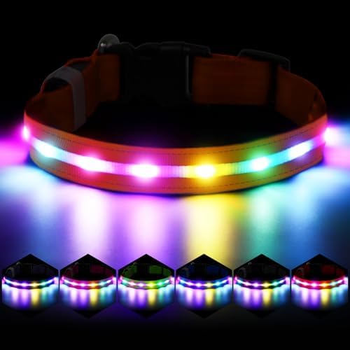 Light Up Dog Collar, Rechargeable 6 Modes, Waterproof Charging Port