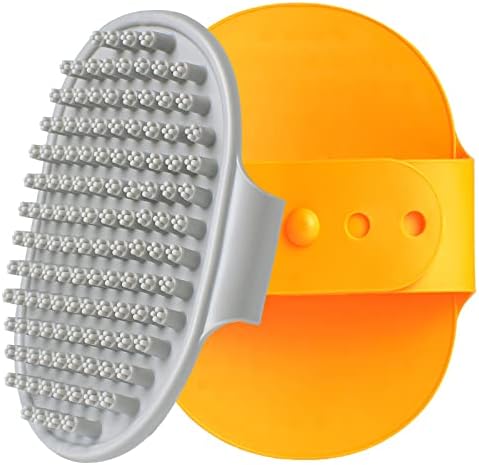 Dog Grooming Brush, Pet Shampoo Bath Brush Shedding Soothing Massage Rubber Comb with Adjustable Ring Handle for Long Short Haired Dogs and Cats 2pcs