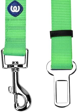 Blueberry Pet Essentials Classic Dog Leash, Neon Green Dog Leashes for Large Dogs Heavy Duty, Puppy Essentials Car Seat Belt Tether, Safety Accessories for Pet Parents & Road Trip Enthusiasts