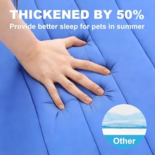 Dog Cooling Mat, Soft Fabric Cooling Mat for Dogs, Foldable Crate Pet Bed & Non-Slip, (Q-Max > 0.45) Long-Lasting Cool & Keep Your Pet Cool (Large - 35.4x23.6 Inch)
