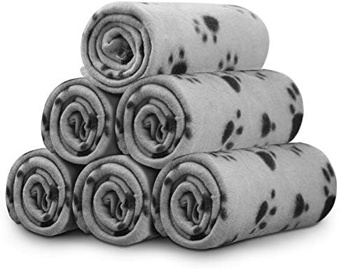 Comsmart Dog Blankets, 6 Pack Fleece Pet Blankets, 24x28 Inches, Grey