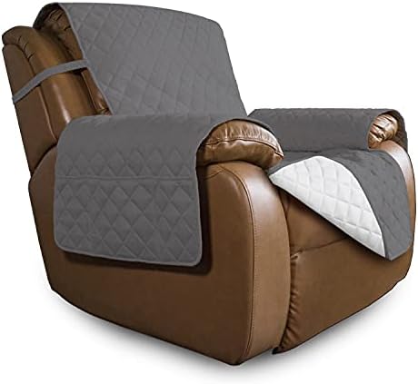 Easy-Going Reversible Couch Cover, Oversized Recliner, Gray/Ivory