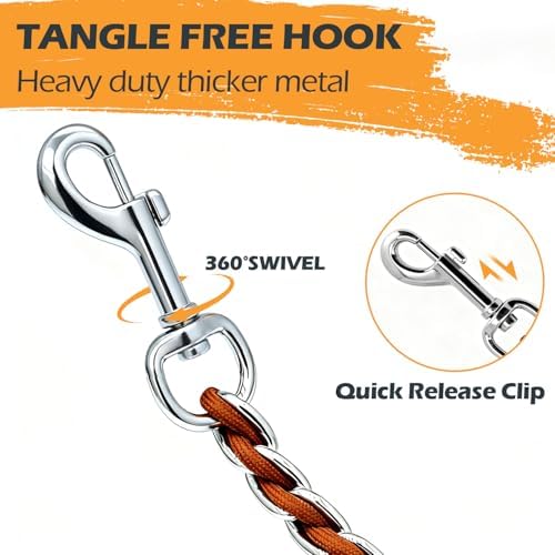 Chain Dog Leash, Bite-Proof Metal Leash, with Padded Handle