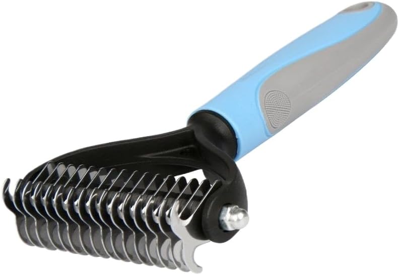 Pet Grooming Rake - Double-Sided Deshedding Dematting Tool, Undercoat Rake for Dogs & Cats, Extra-Wide Dog Grooming Brush & Deshedder Comb for Long Hair, Reduces Shedding 95%