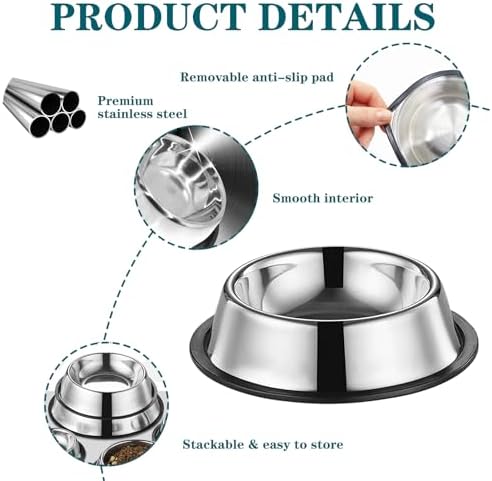3Packs Cat-Bowls Cat Food Bowl - 4.5 Inch Non-Slip Stainless Steel Small Cat Wet Food Bowl 7 Oz Pet Feeding Bowl Whisker Fatigue Relief Cat Water Bowl for Kitten Puppy Small Dog