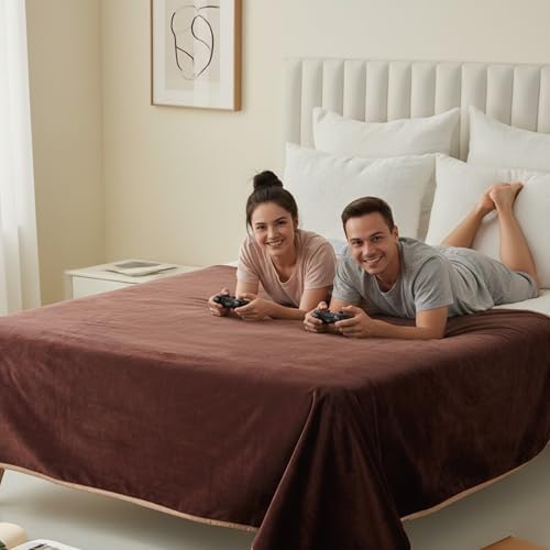 Waterproof Brown Throw Blanket for Couch Sofa Bed
