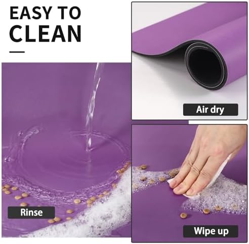 HotLive Dog Food Mat - Absorbent Cat Mat for Food and Water, No Stains Pet Feeding Bowl Mat, Easy to Clean Pet Placemats, Quick Dry Dog Water Dispenser Mat for Messy Drinkers | Purple 16"x 24"