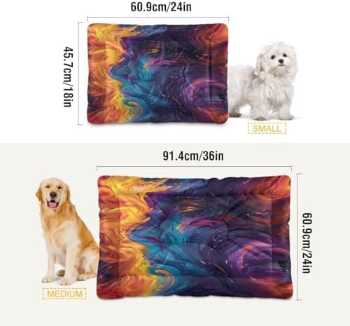 Tie Tye Dog Bed Cat Bed, Non-Slip Soft Pet Crate Mattress Washable Kennel Pad for Small Medium Large Dog Cat, 24 x 36 in