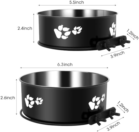 Kennel Water Bowl Hanging, Food and Water Bowl for Dog Cage, Crate, 2 Pack