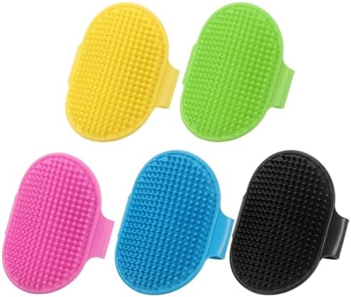 Dog Bath Brush, Silicone Pet Shampoo Brush with Adjustable Ring Handle Massage Scrubber Comb(5Pcs, Multicolor), for Long Short Hair Dogs and Cats Bathing Cleaning Shampooing