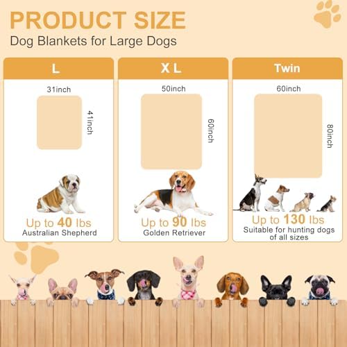 3 Pack Blanket for Large Dogs Soft Reversible Cute Paw 40"x31"