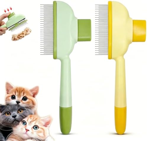 2-Pack Self-Cleaning Slicker Brush for Dogs Cats & Small Pets, Pet Grooming Deshedding Tool with Stainless Steel Pins, Removes Loose Undercoat, Tangles & Mats