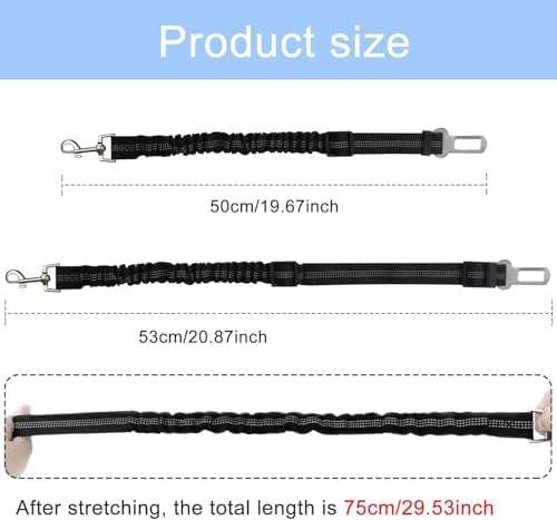 2 Pcs Dog Seat Belt for Car for Honda Element 2003-2011, Bungee Retractable Dog Car Seat Belt Tether Adjustable Safety Harness Restraint with 360° Swivel Clip