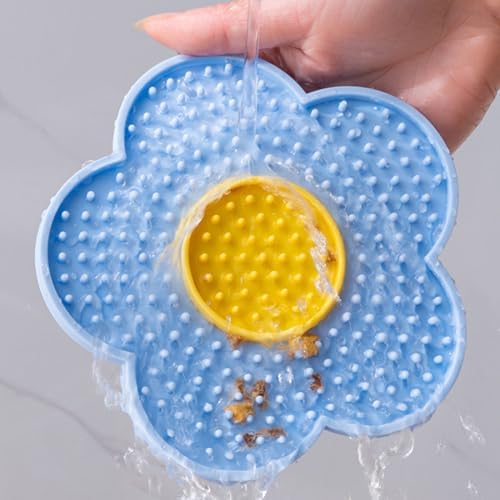Lick Pads for Dogs,Dog Lick Mat with Suctions Cup,Slow Feeders Licking Mat,Flower Shape Silicone Pad,for Cats,Dogs