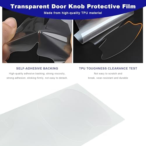 10 PCS Clear Car Door Handle Scratch Protector, Anti-Scratch Handle Cup Sticker Self Adhesive Protective Film, Waterproof Invisible Door Handles Guards for Car Truck SUV