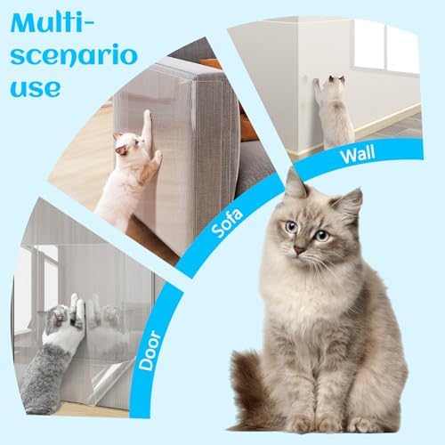 Anti Cat Scratch Furniture Protector, Couch Corner Protectors for Cats, Furniture Protectors from Cats Scratching, Walls, Doors with 50 Twist Pins(15.7" x 197")