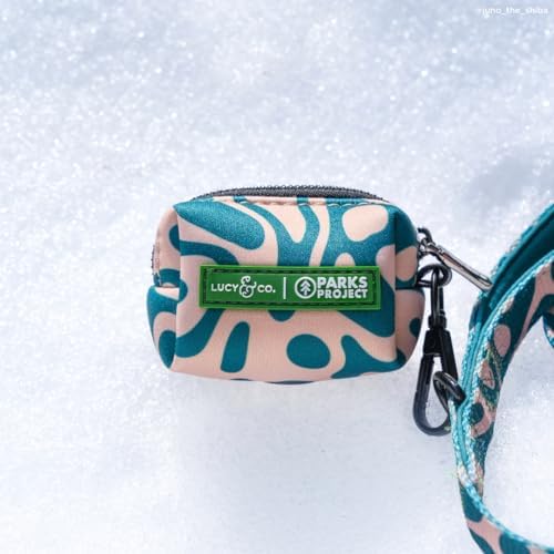 Lucy & Co. x Parks Project Geyser Dog Poop Bag Holder and Dispenser, Clips to Leash, Water-Repellent Neoprene, Includes Refill Roll