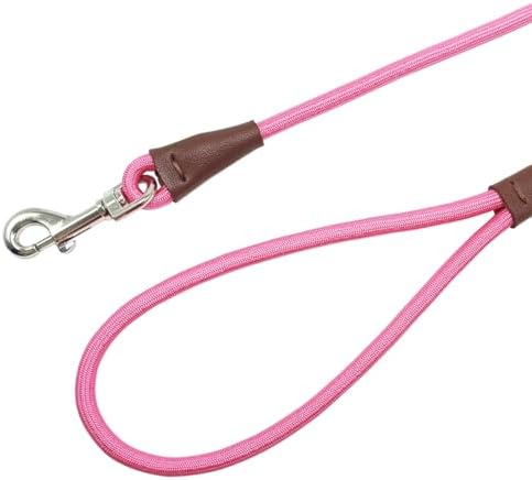 MayPaw Small Rope Dog Leash 6FT 8FT 10FT, 1/4-in Lightweight Pet Leash for Small Dogs/Puppy, Classic Colors Round Dog Lead (10ft*1/4", Pink)