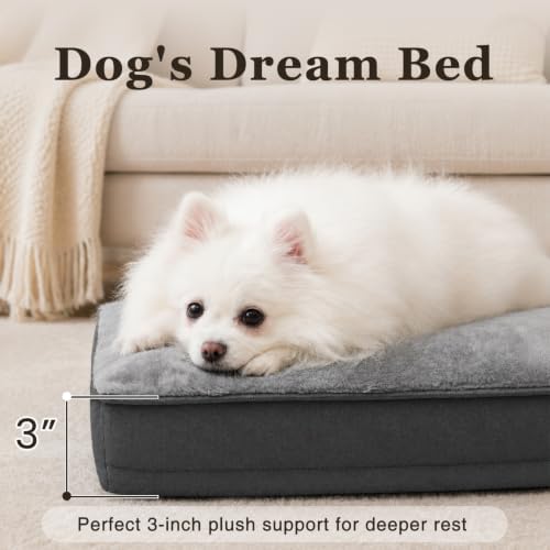 NUPIDA Waterproof Medium Dog Bed for Crate with Washable Cover, 29x18, Grey