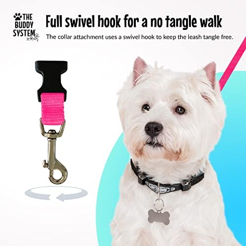 The Buddy System - Hands Free Dog Leash - Small Dog, Large Belt, Pink