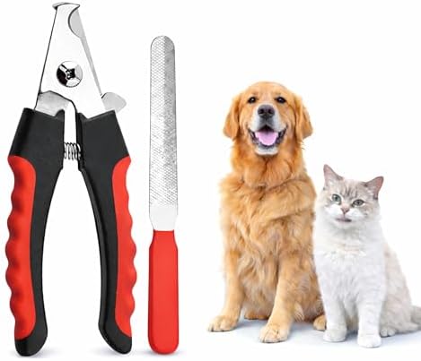 Dog & Cat Nail Clippers & Trimmers - Extra Sharp Dog Clippers with Stainless Steel Blades & Safety Guard to Avoid Overcutting - Ergonomic Cat Nail Clippers with Non-Slip Grip & Lock Feature