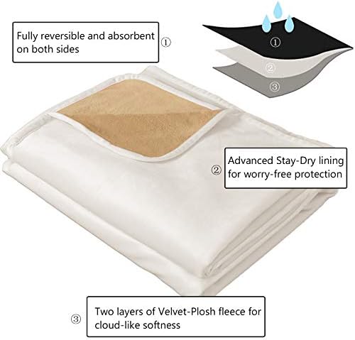 Ameritex Pet Bed Blanket Reversible 100% Waterproof Velvet Super Soft for Sofa and Bed (82x102 Inches, Cream+Sand)