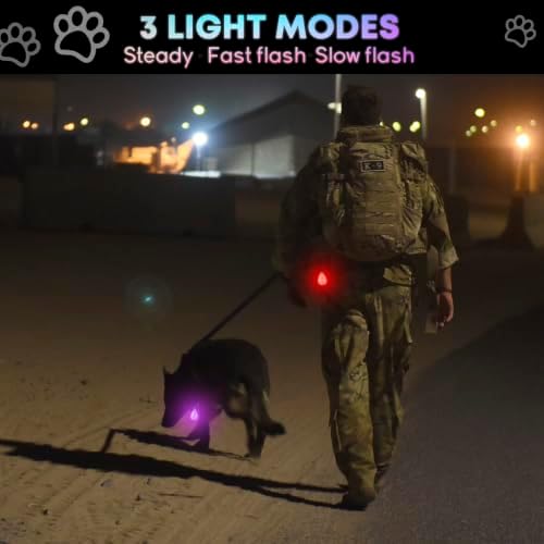Novkin 2-Pack Rechargeable Dog Light, Dog Collar Light,Waterproof,3 Modes LED Dog Safety Lights,Multiple Color Options,Clip On Collar, Leash or Harness，Night Light for Running,Walking
