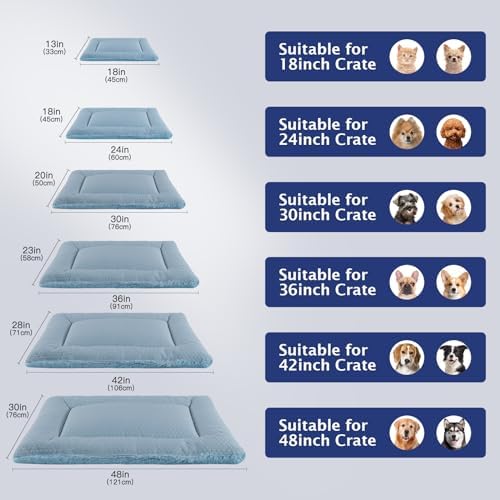 Dog Bed Mat, Crate Pad Reversible,Soft Kennel Pad, Washable Dog Crate Mat (Cool and Warm),Pet Sleeping Mattress for Small Medium Dogs XB009 (30''x20'',Blue)