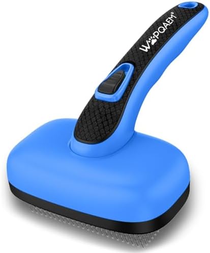Self Cleaning Slicker Brush for Dog and Cat Shedding, Blue