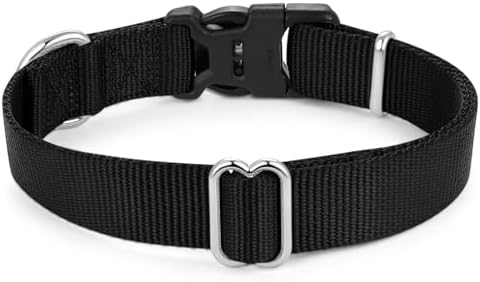 Mikivery Nylon Dog Collar with Quick Release Buckle Soft Adjustable Sturdy for Small Medium Large Dogs Black,L