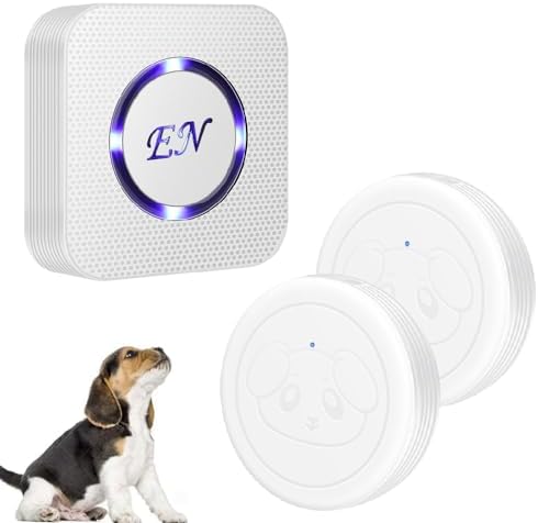 Dog Door Bell, Wireless Doggie Doorbells for Potty Training, Door Bell for Dogs to Go Outside, Dog Bells (White, 1 Receiver + 2 Transmitters)