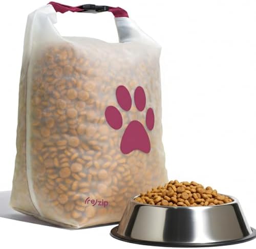 (re)zip Large Pet Food Travel Bag & Kibble Carrier, 40-Cup Roll Top Magenta