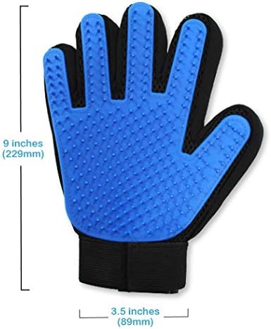 Pets First Dog Grooming Gloves Best Professional Deshedding, Brushing, Cleaning Mitt Tool for Small, Medium or Large Dogs & Cats. Fur & Hair Remover. Prevents Matted Coats. Soft Rubber Bristle Brush