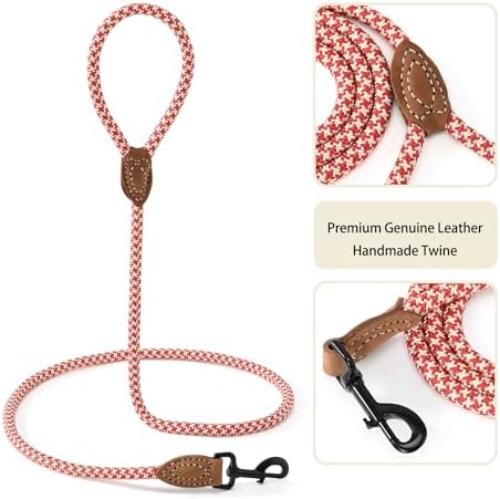 Mile High Life Dog Leash with Genuine Leather-Wrapped Ends, 4/5/6FT
