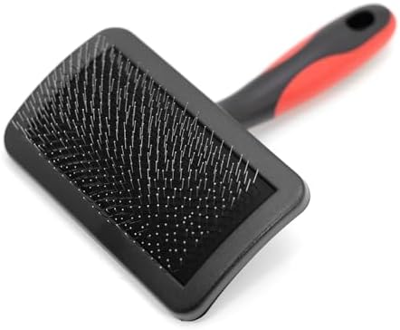 Jeffers Pet Hard Pin Universal Slicker Brush for Dogs, Cats, Horses – Firm Bristles Grooming Tool, Detangling, Tangle Free Coat, Mats, Shedding, Curved Head, Travel Friendly, Easy Storage - Medium