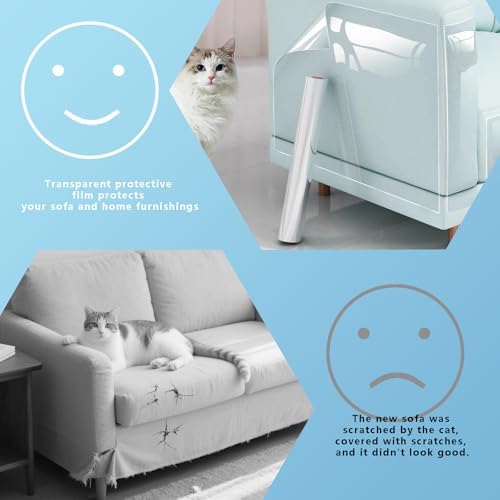 Cat Scratch Furniture Protector - 0.2mm Thick Clear PVC Couch Protector from (15.7inX118in（with 20 Twist Pins）)
