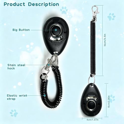 Dog Training Clicker, Pet Behavior Device with Wrist Strap, Hands-Free
