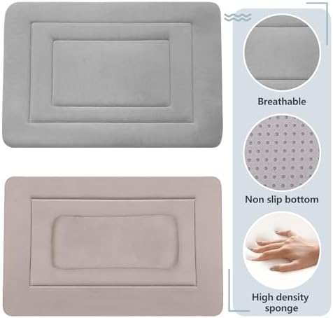 Dog Bed Soft Dog Crate Bed Pad Mat, 42 in Non Slip Bottom Washable Beds for Large Dogs, Pet Bed Mattress Kennel Pad, Clay Gray