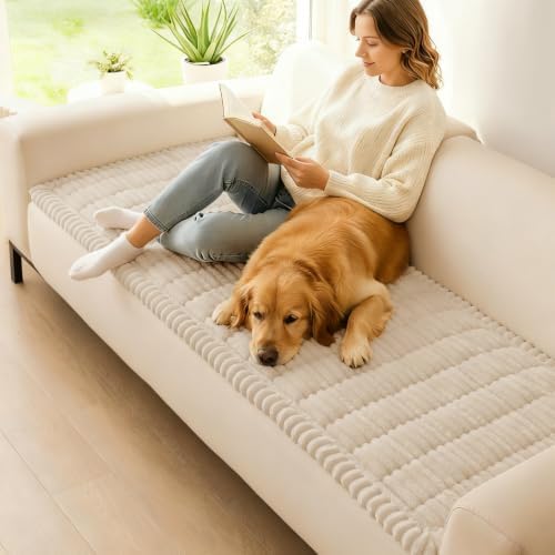 hyha Couch Cover for Dogs, Washable Non Slip Plush Flannel Sofa Protector