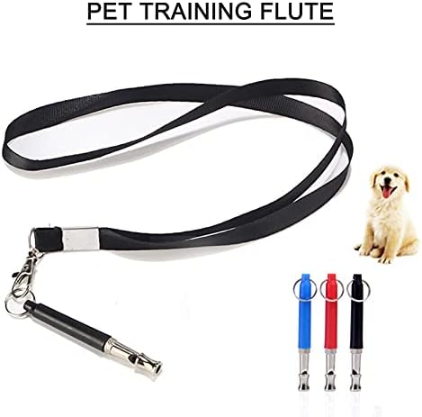 Dog Whistle, Ultrasonic Pet Training Flute, Stainless Steel Plastic, with Soft Fabric Lanyard, for Most Dog Breeds (Blue)