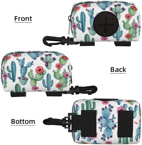 Lightweight Portable Pet Waste Bag Holder Cactus Succulents, Waterproof Dog Poop Bag Pouch with Carabiner