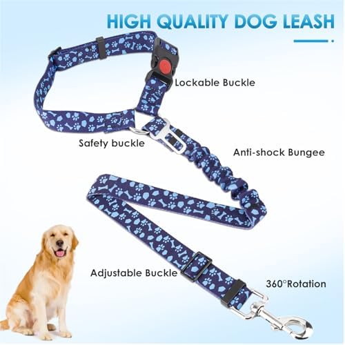 Lukovee Dog Seat Belt, 2 Pack, 3-in-1 Headrest & Seatbelt Clip & Latch