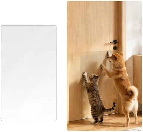 In hand Heavy Duty Door Scratch Protector for Dogs & Cats, 36" x 24" Extra Large Clear Door Guard, Thickened Anti-Scratch Shield with Strong Removable Adhesive Pads, No Residue & Safe for Doors