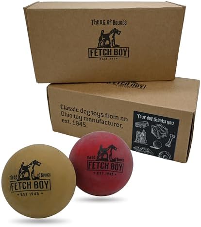 The O.G. of Bounce Solid Sponge Rubber Dog Ball, Made in USA, 2.5 inches, Medium Breeds that Fetch, 2 Pack Gift Box