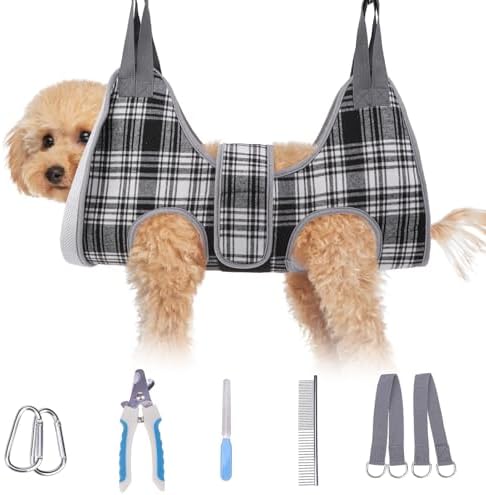 BEAUTYZOO Dog Grooming Hammock for Small Dogs/Cats, Nail Trim Restraint, XS