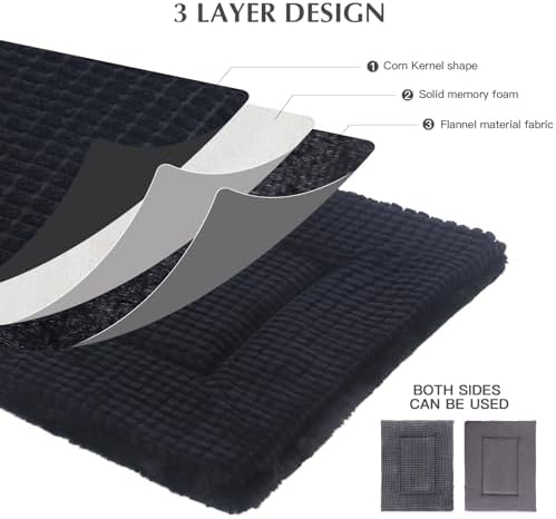 BVAGSS Reversible Dog Crate Pad, Memory Foam Pet Bed Mat, Soft Warm Machine Washable Sleeping Kennel Mattress for Small Medium Dogs XH079 (30''x20''x1.6'',Dark Grey)
