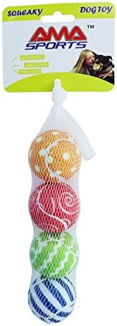 AMA SPORT Squeaky Tennis Balls for Dogs 4 Pack 2.0" Small Tennis Balls for New Puppy Small Dog Toys for Fetch, Exercise, Outdoor Play