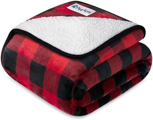 PetAmi Waterproof Dog Blanket Puppy Cat Bed Cover Queen 90x90 Checker Red
