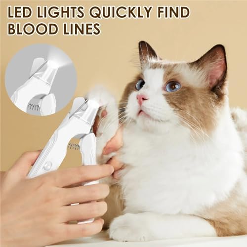 Pet Nail Clippers Pet Nail Grinder and Clipper Cat Dog Grooming Tool with LED Lights and Splash Guard USB Rechargeable Trimmer